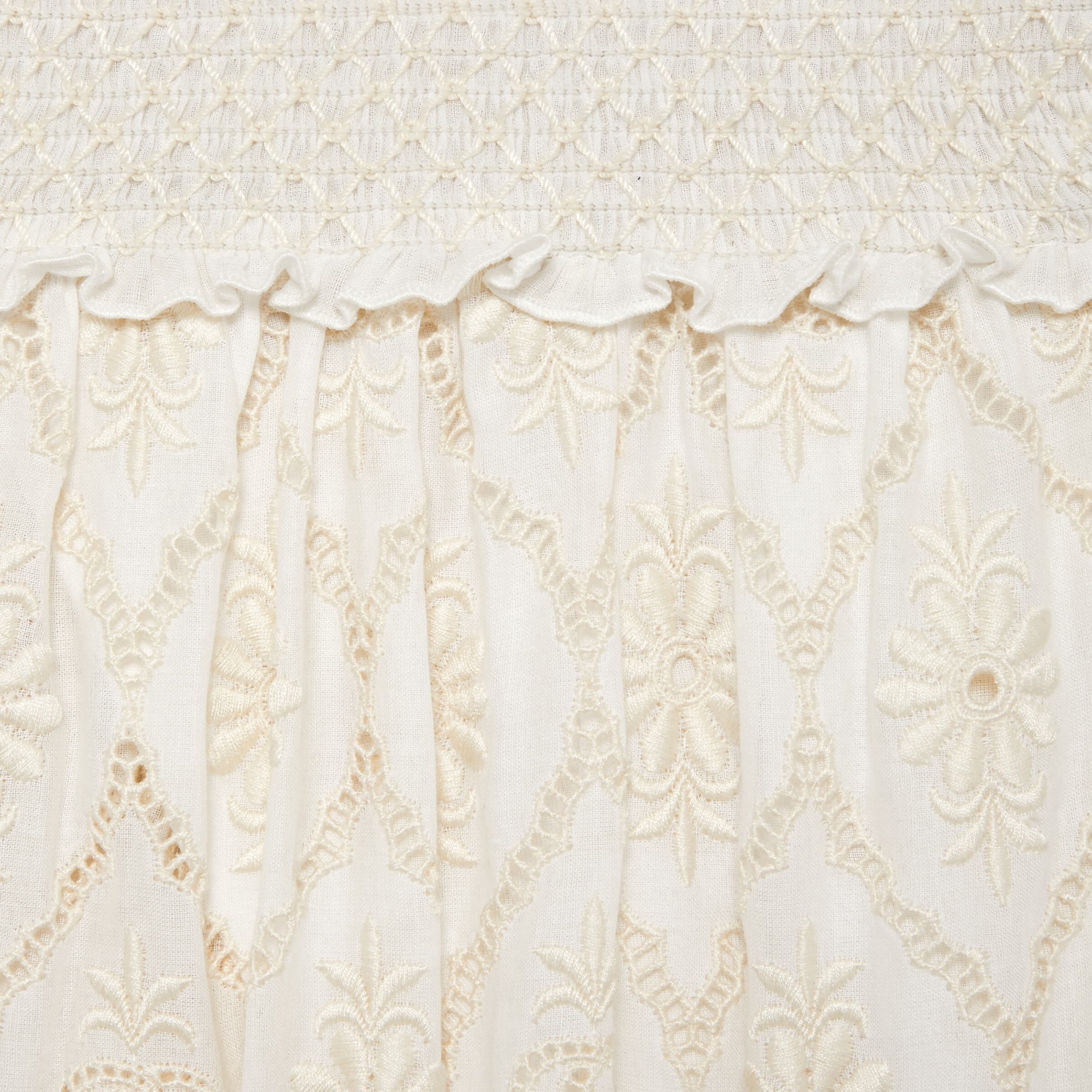 Gucci Floral-embroidered Cotton Skirt In White