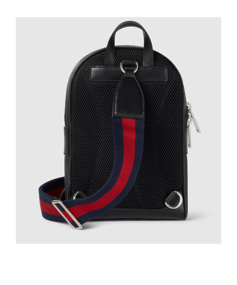 GUCCI MONOGRAM-PATTERN LEATHER BACKPACK 