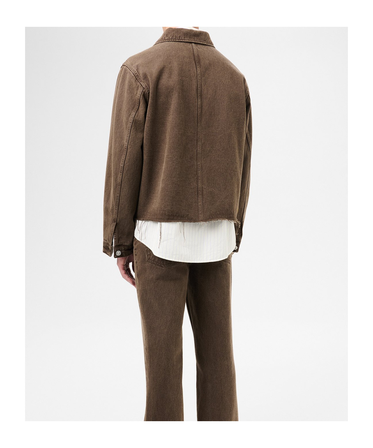 Our Legacy Lapel Long-sleeved Denim Coat In Brown