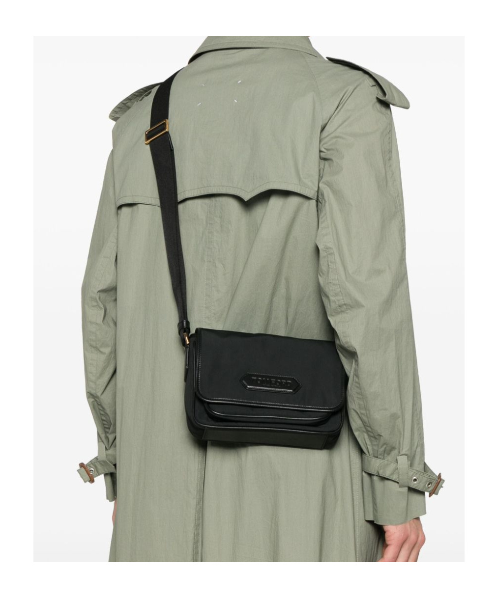 Tom Ford Logo-patch Messenger Bag In Black