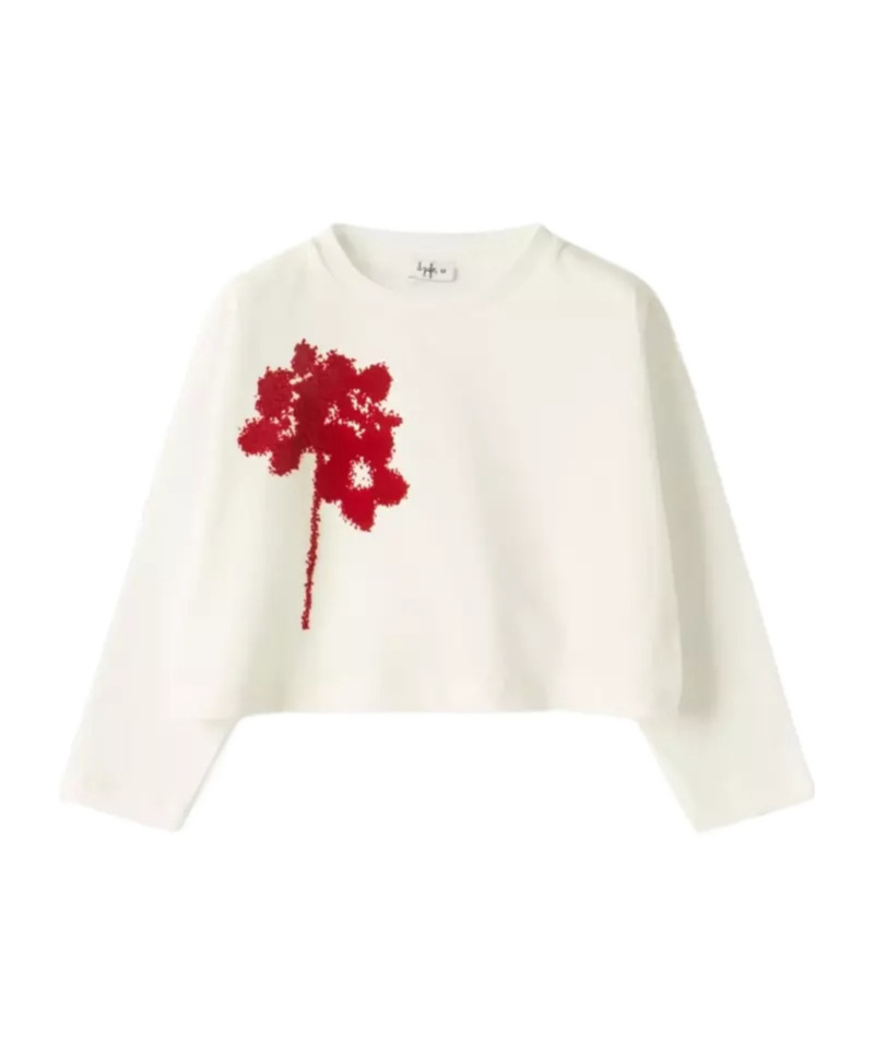 Il Gufo Kids' Flower-print Long-sleeve T-shirt In White