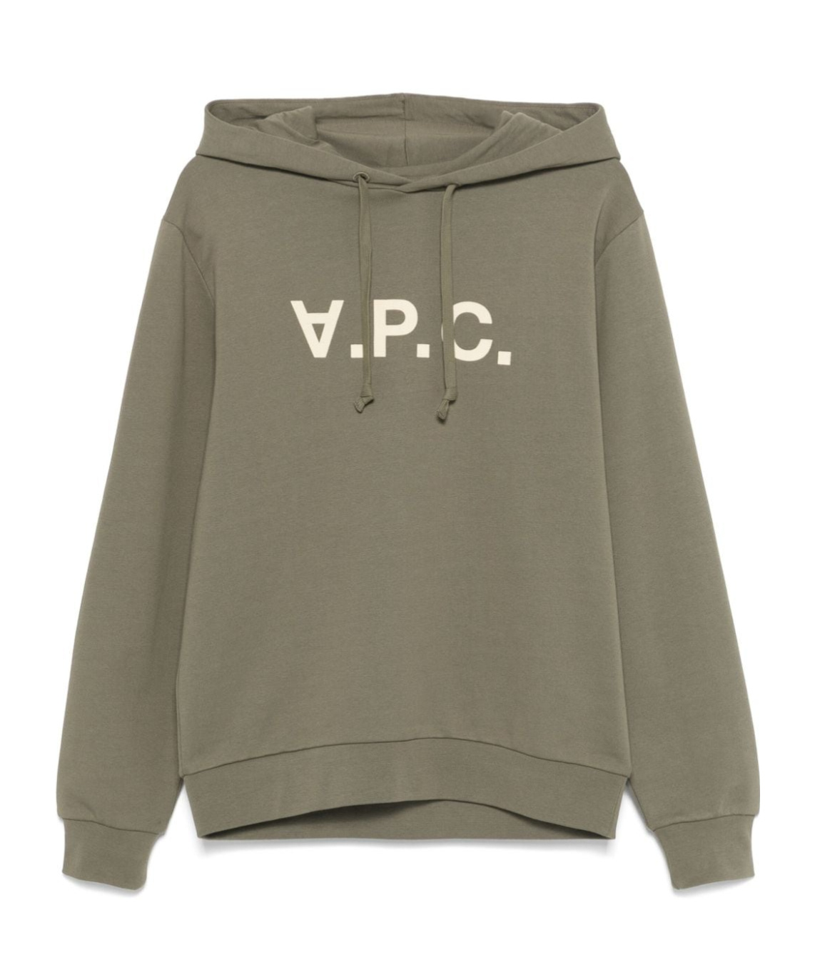 Apc Logo-flocked Hoodie In Green
