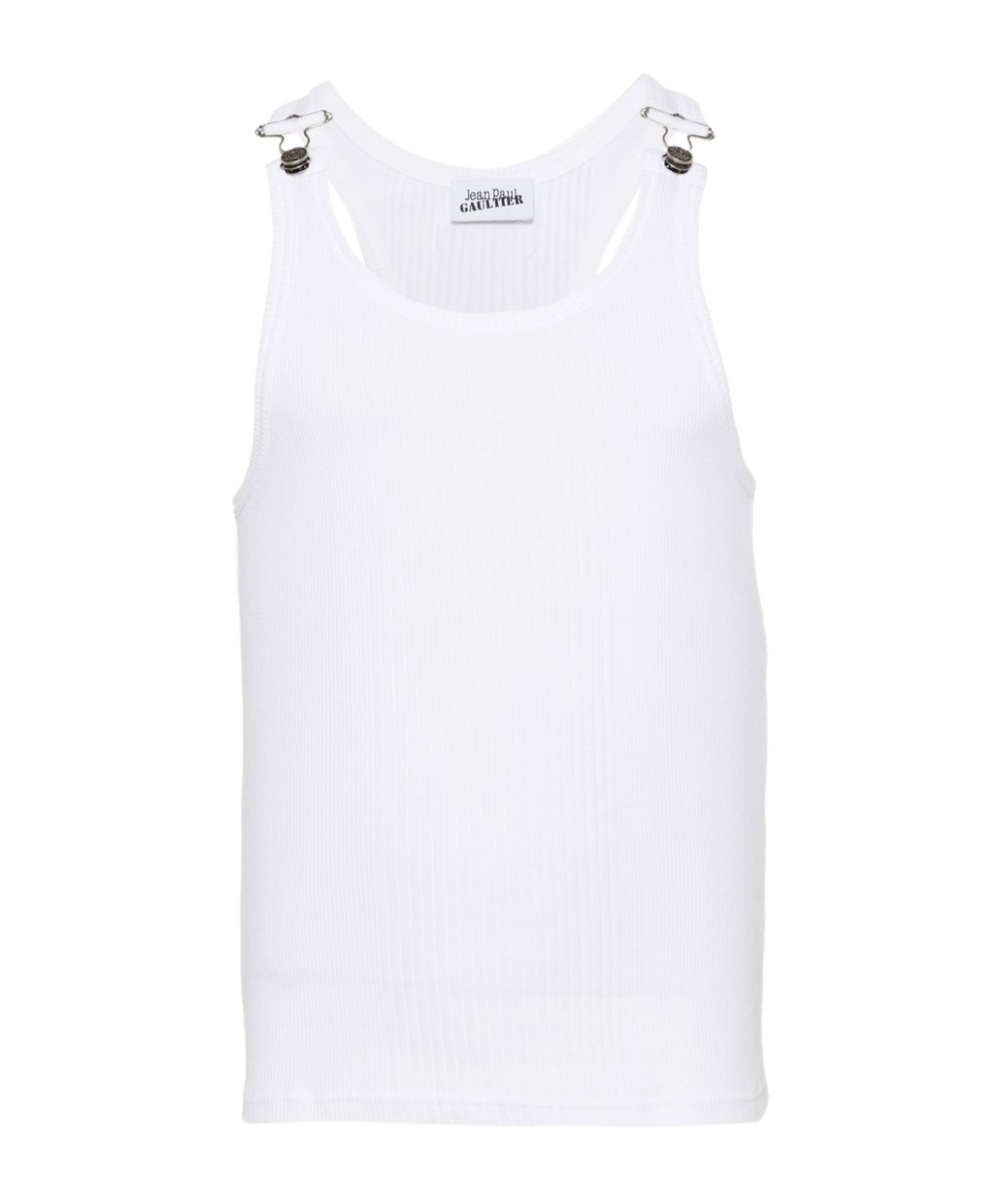 Jean Paul Gaultier Ribbed Texture Sleeveless Tank Top With Double Buckle Hardware In White