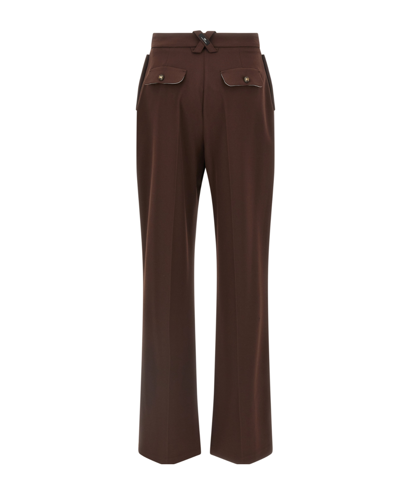 Elisabetta Franchi Pleated Button-detailed Trousers In Brown