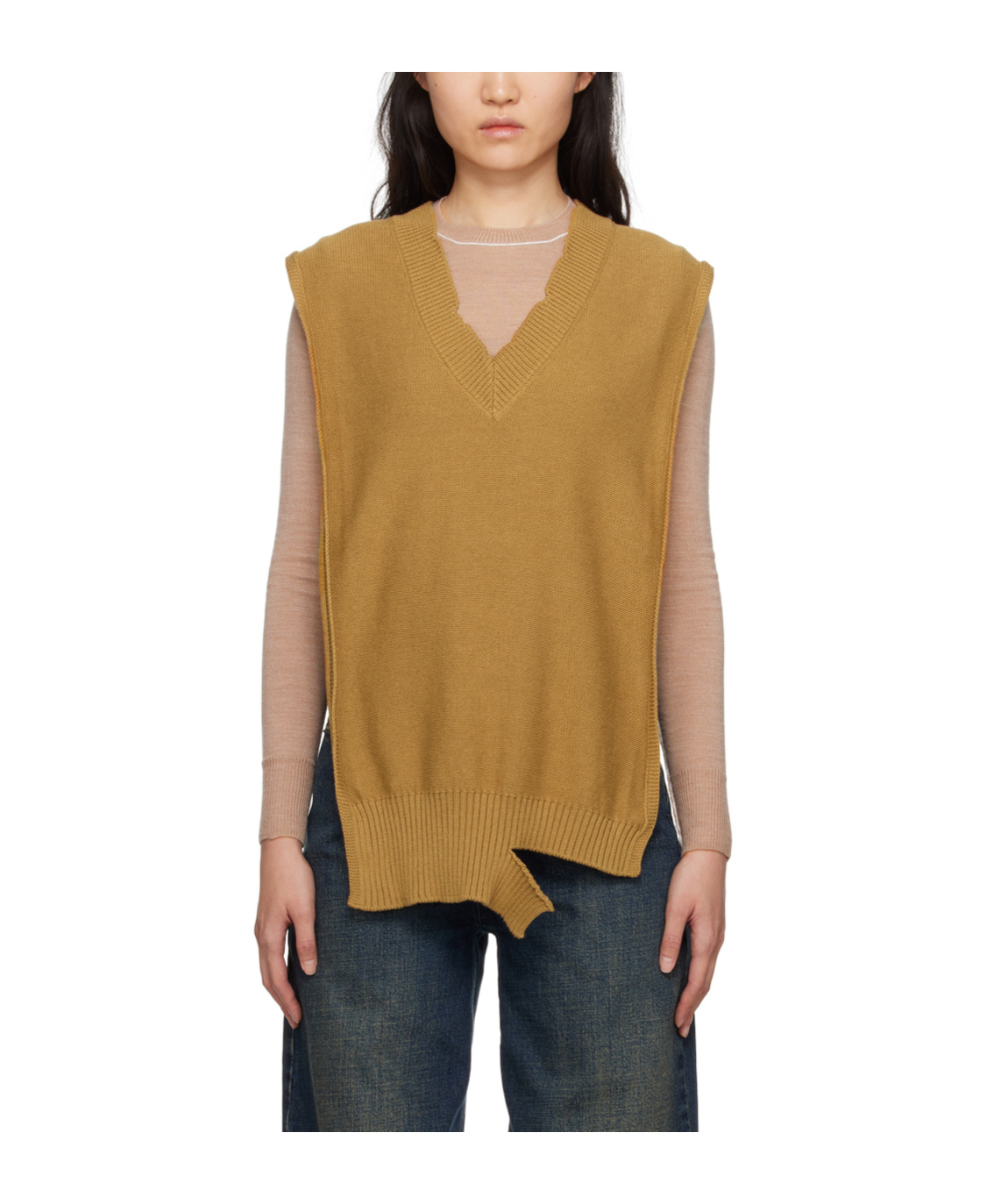 Mm6 Maison Margiela Tan Distressed Stole In Brown