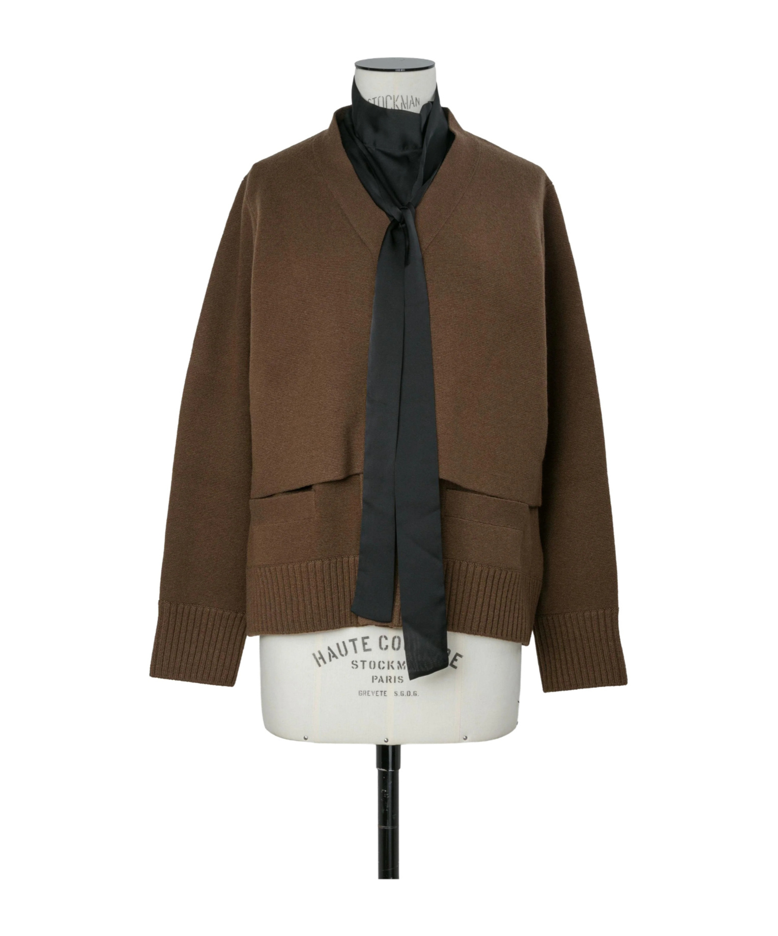 Sacai Wool Knit Cardigan In Brown