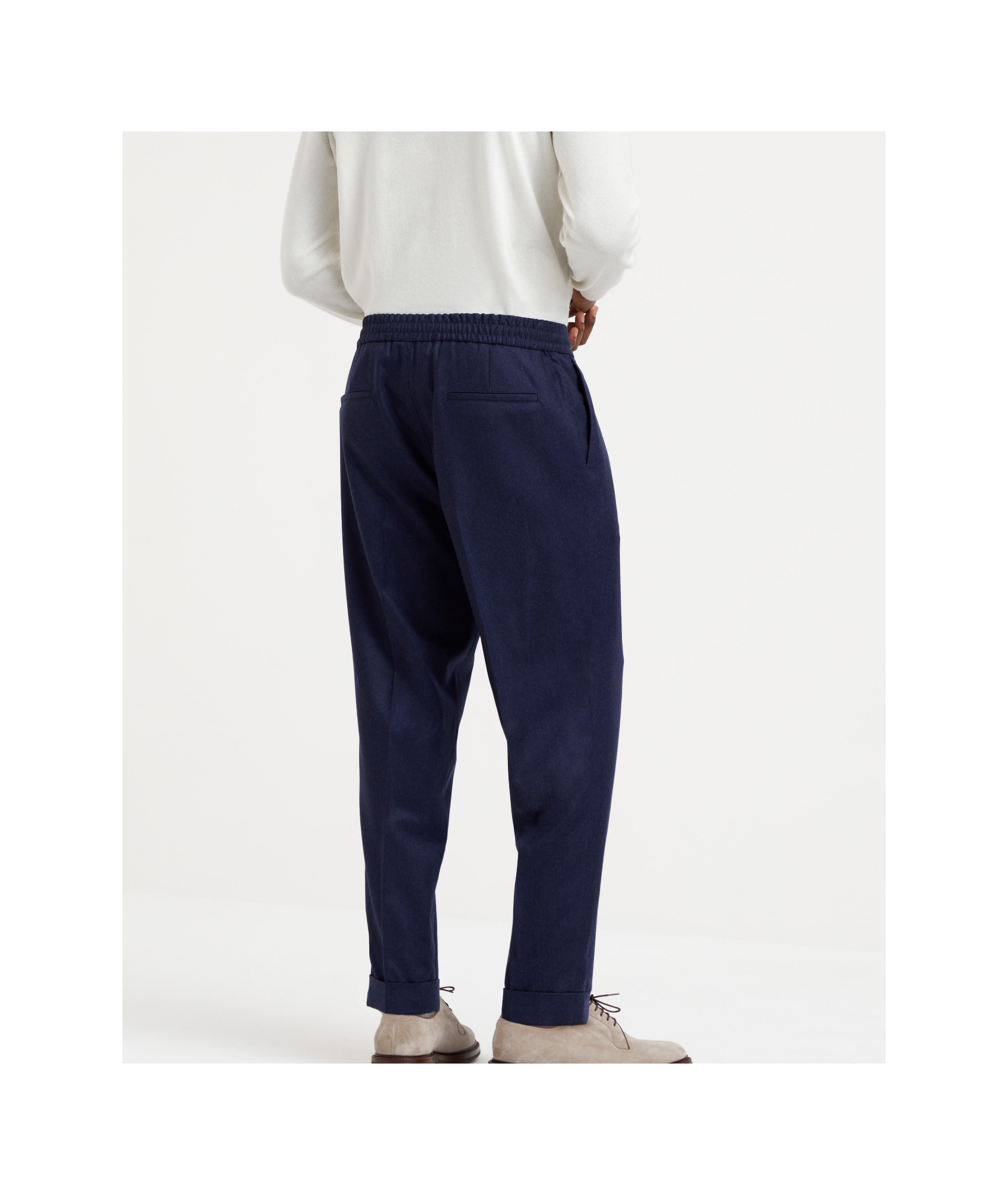 Brunello Cucinelli Drawstring-waistband Wool Tapered Trousers In Black
