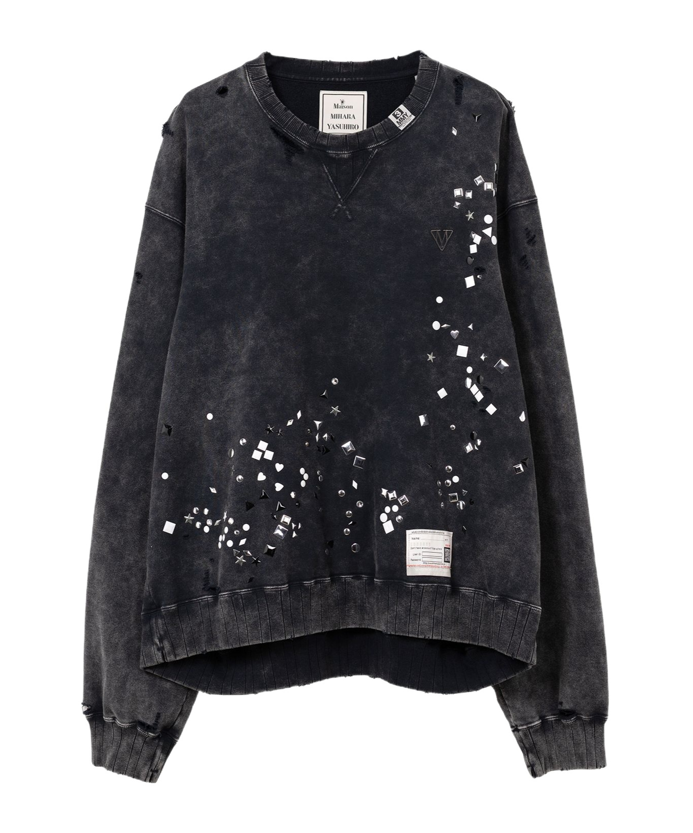 Miharayasuhiro Embellished Bleached Sweatshirt In Black