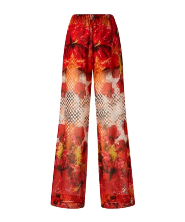 Pinko Patterned Palazzo Pants In Red