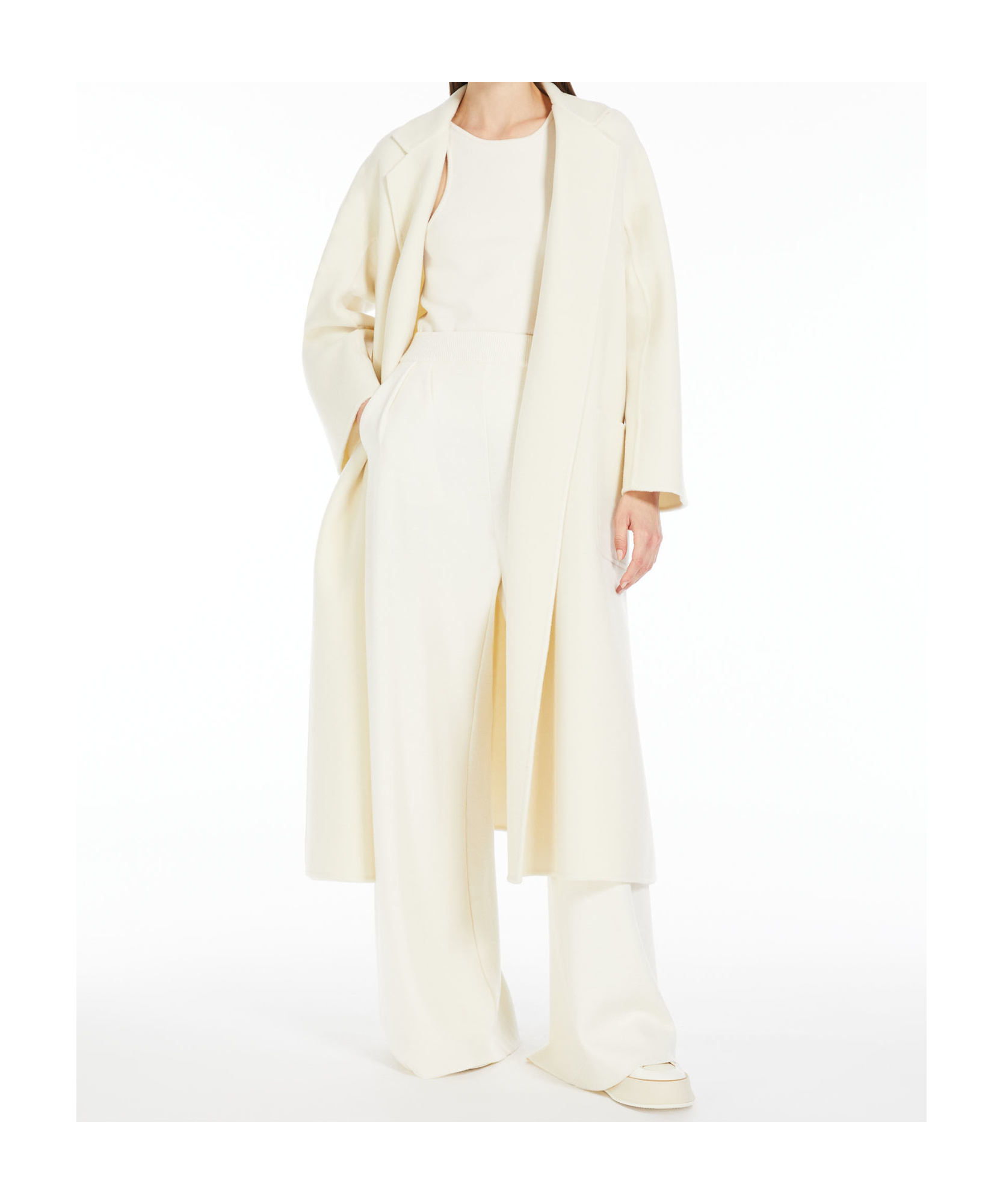 Max Mara White Alpaca Fragore Orsetto Biver Coat In White