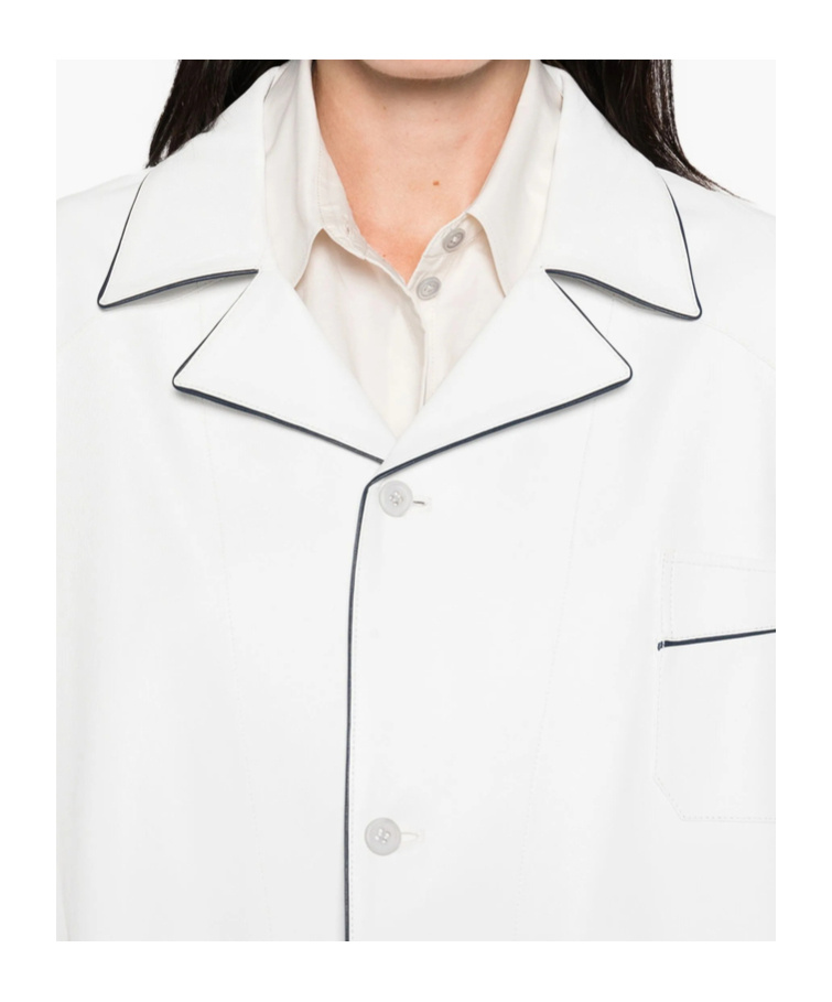 Prada Lapel Long Sleeve Shirt In White