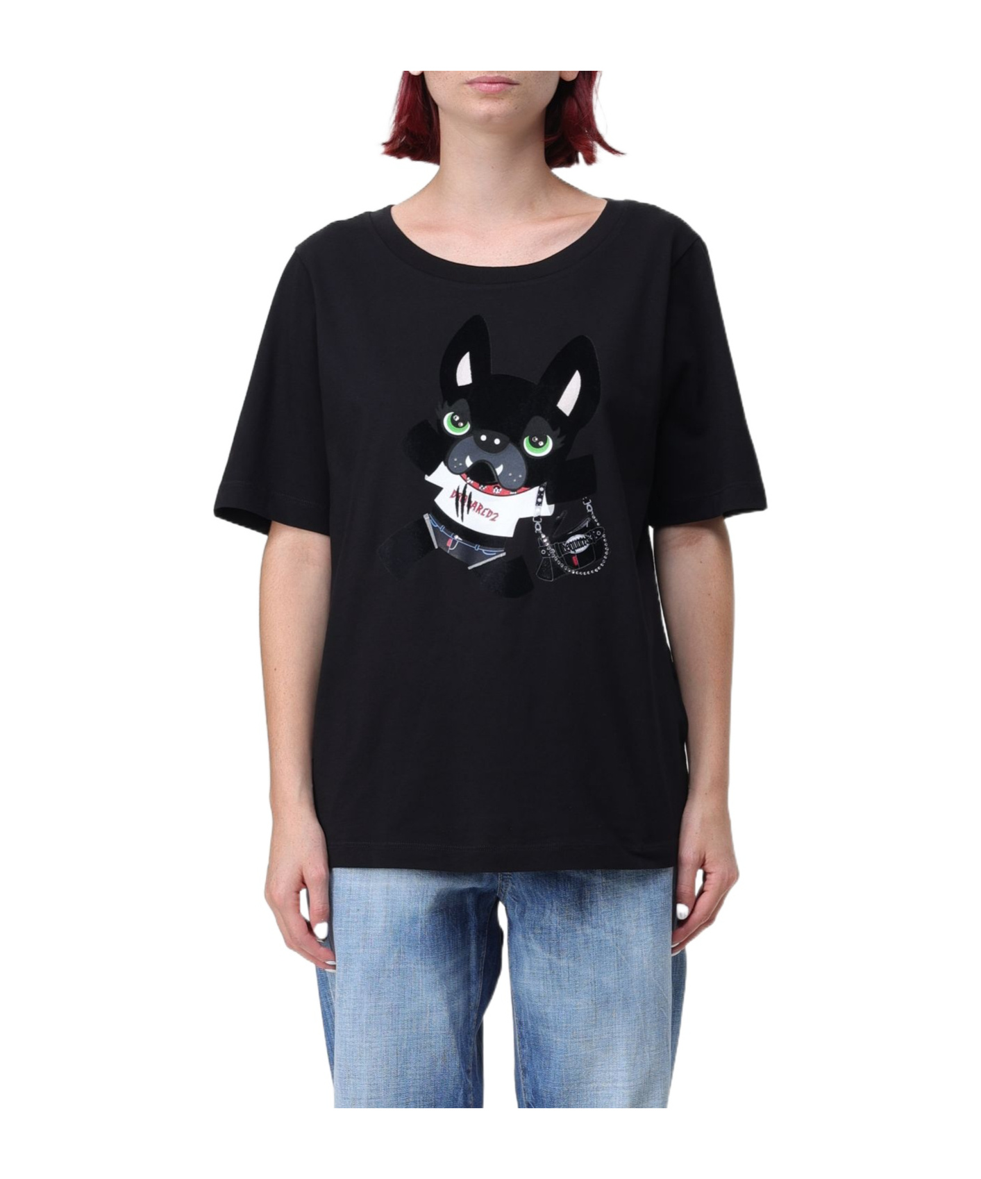 Dsquared2 Woman T-shirt Black Size L Cotton In Black