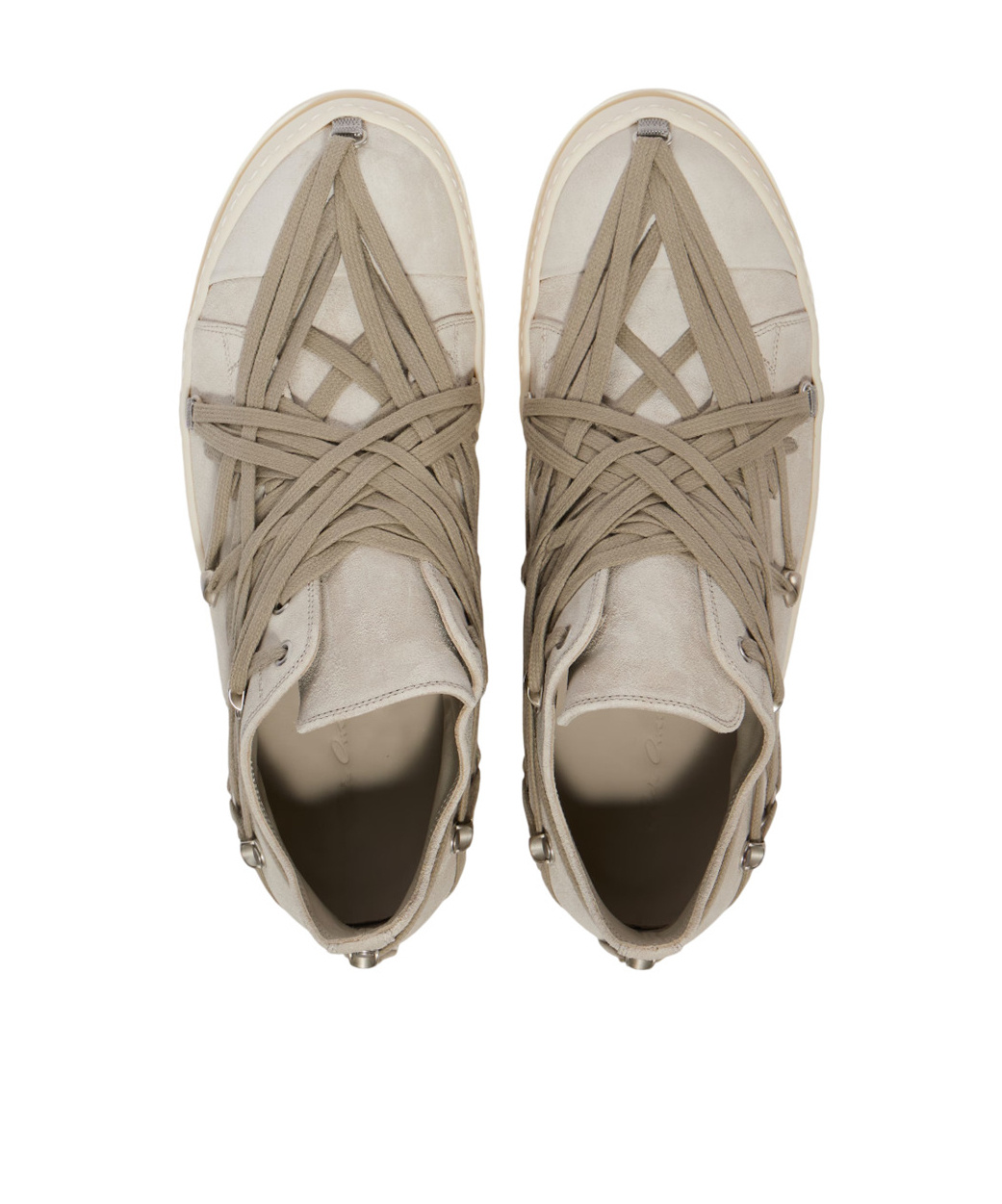Rick Owens Megalace Sneakers In Suede In Nude