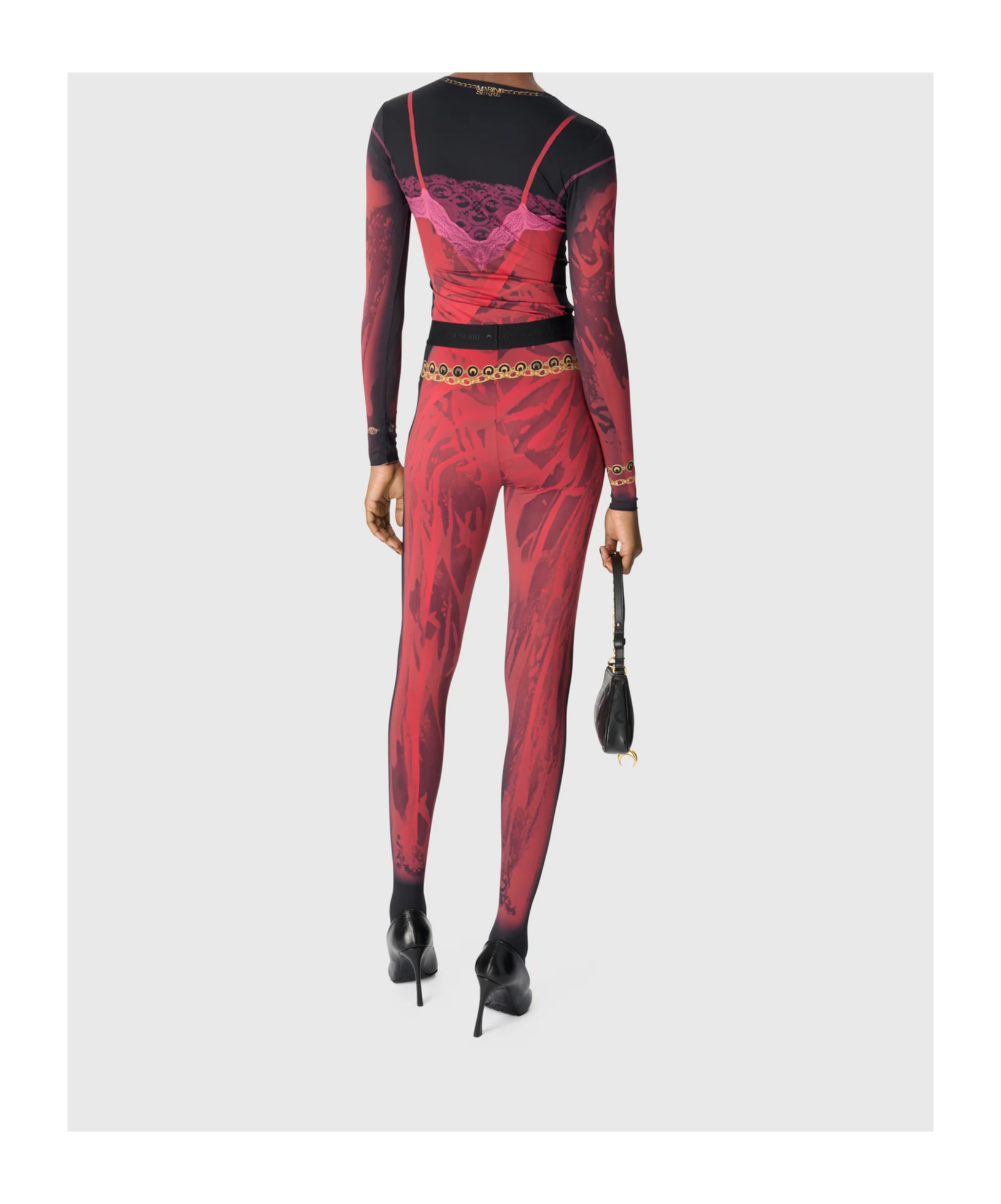 Marine Serre Printed Jersey Leggings In Red