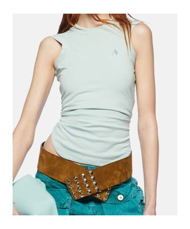 Attico Reese Mint-colored Cotton Jersey Tank Top In White