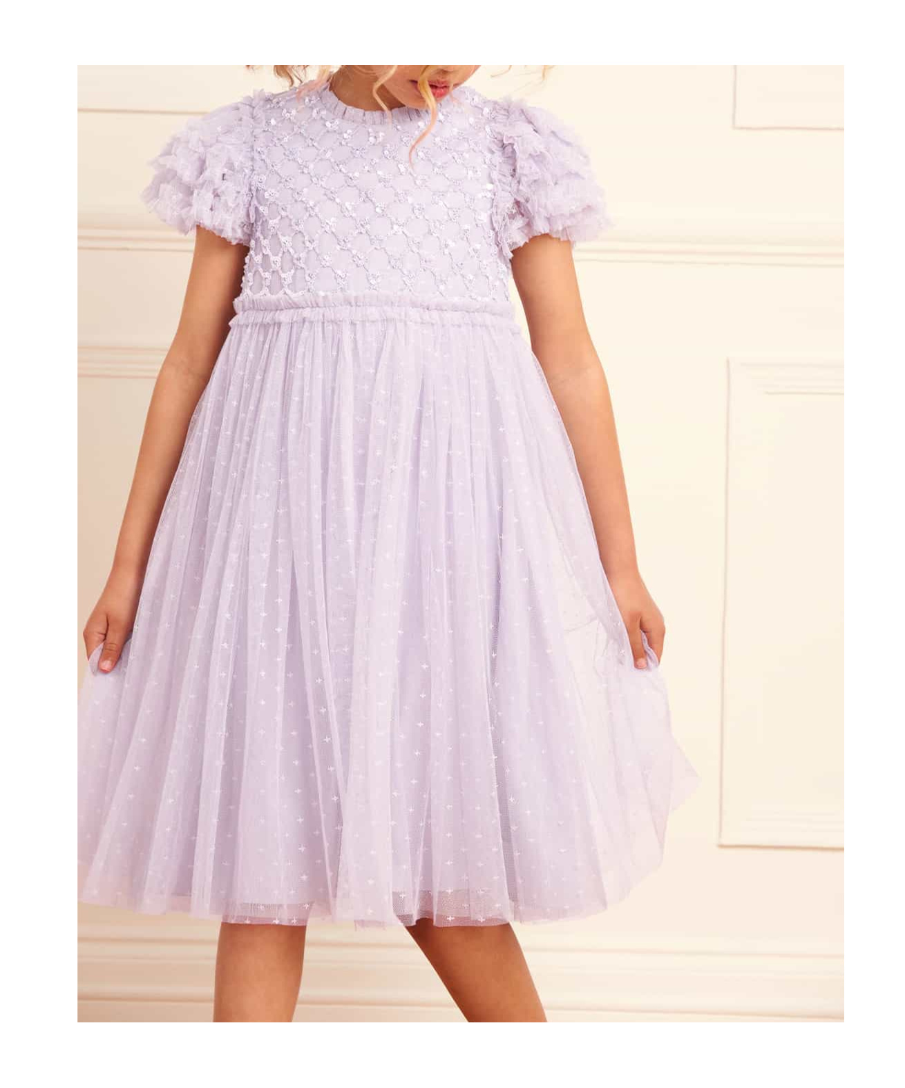 Needle & Thread Heart Lattice Tulle Dress In Purple