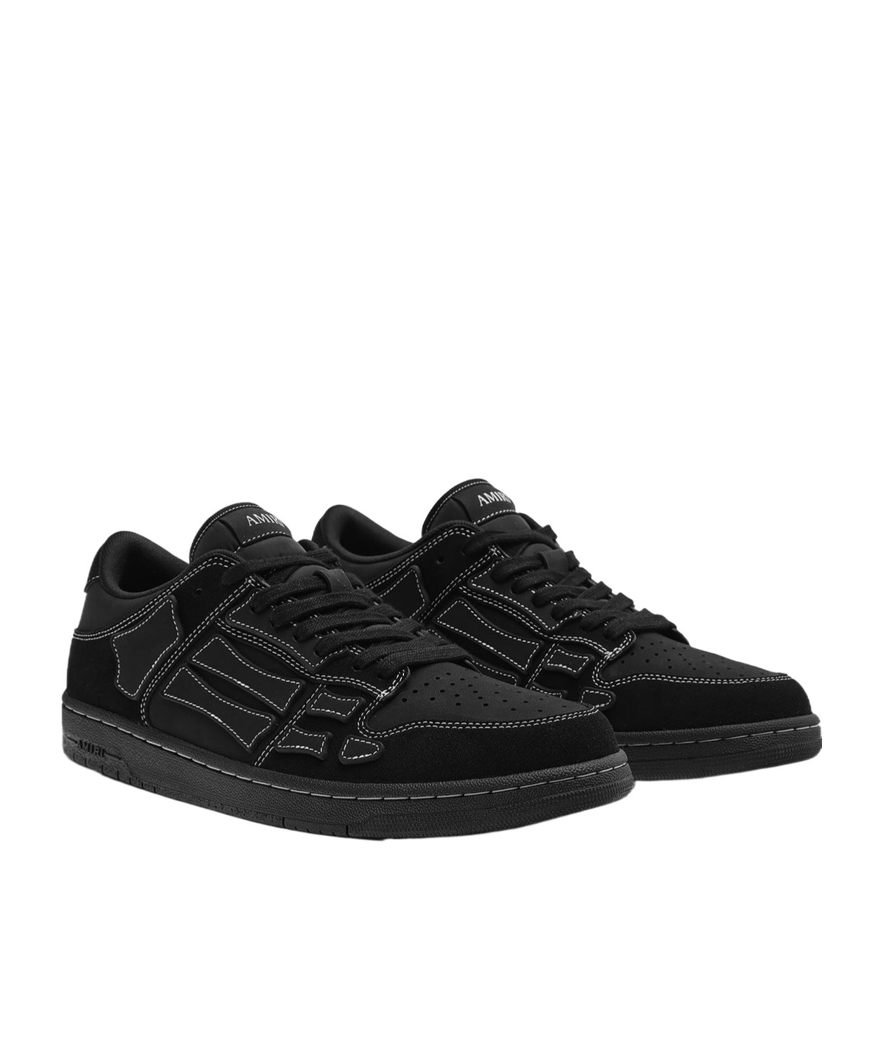 Amiri Sneaker Skel Top Low Black In Leather And Suede Men In Black