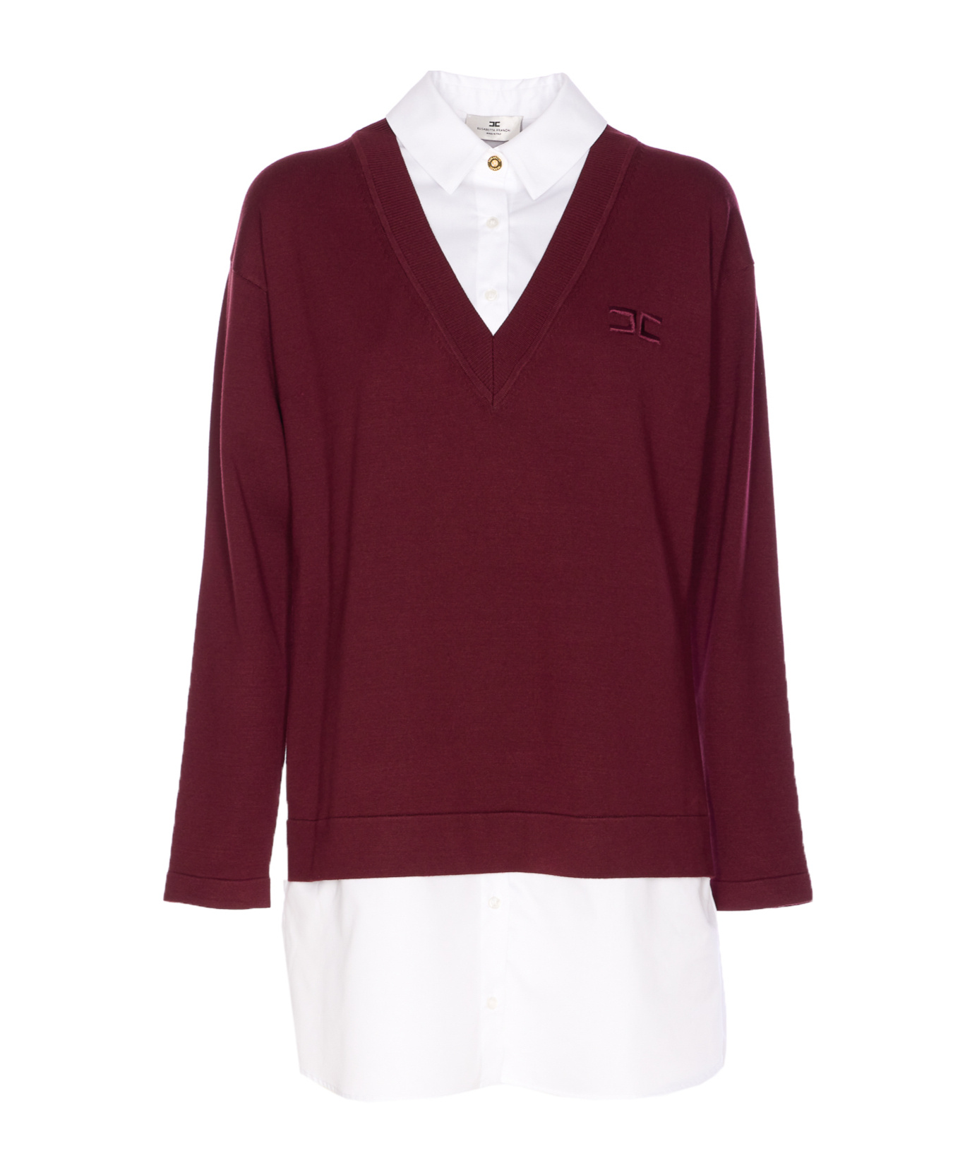 Elisabetta Franchi Viscose And Cotton Poplin Knit Dress In Brown