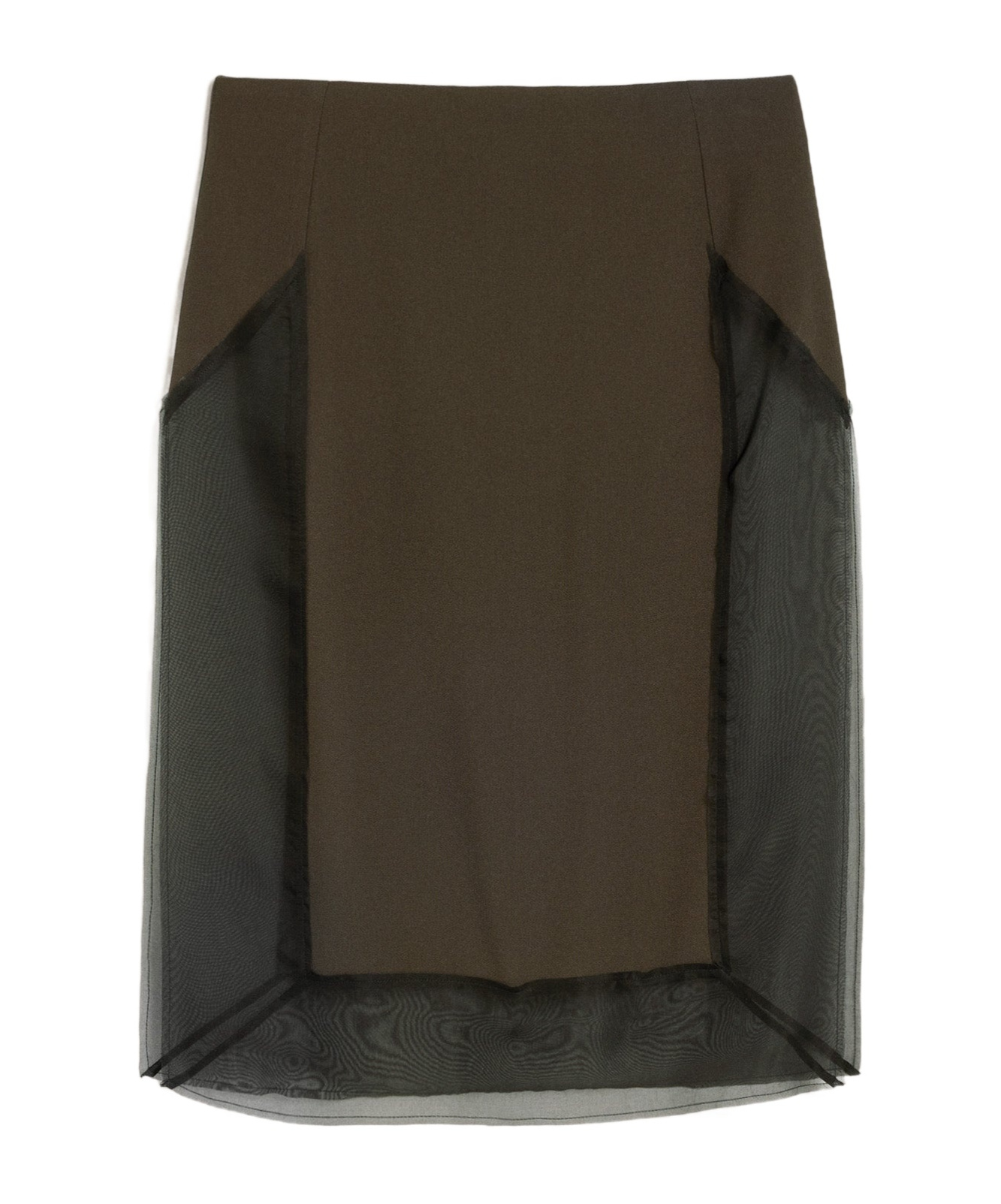 Ami Alexandre Mattiussi Tulle-panel Straight Skirt In Green