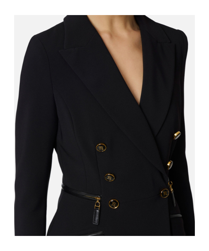 Elisabetta Franchi Double-breasted Zip-detail Blazer In Black