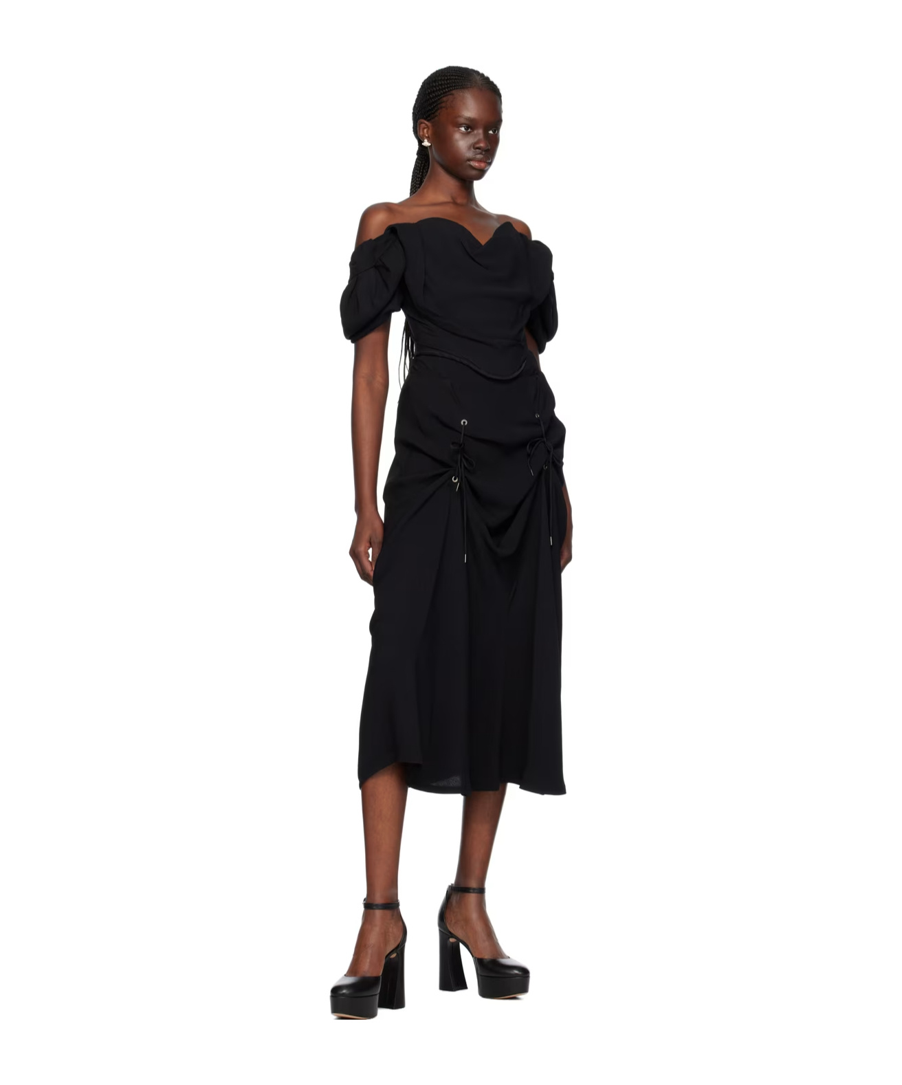 Shop Vivienne Westwood Cj Draped Midi Skirt In Black