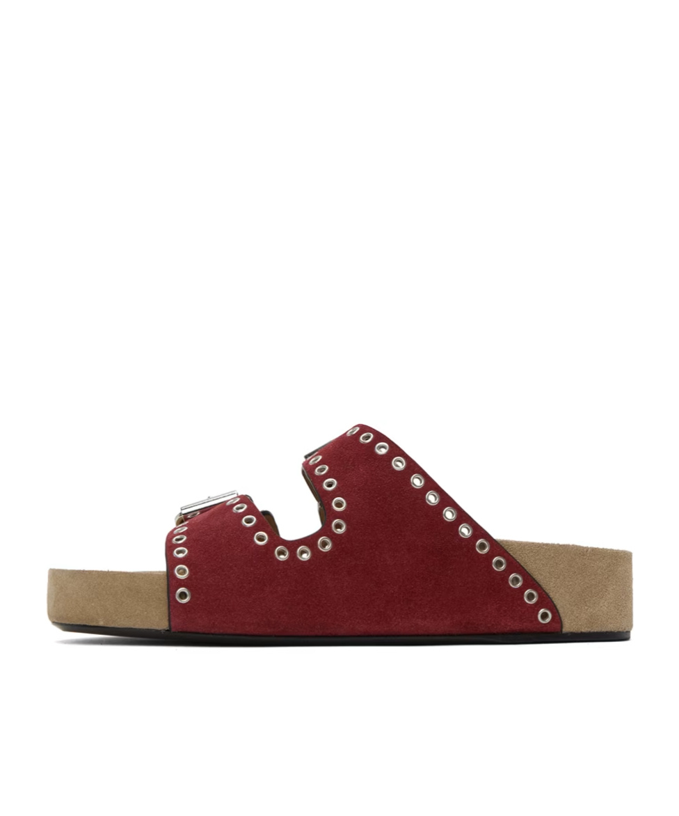 Isabel Marant Red Lennyo Buckle Sandals In Brown