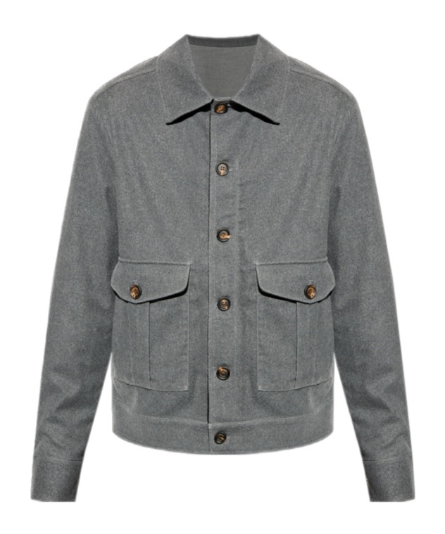 Eleventy Button-fastening Flap-pocket Jacket In Gray