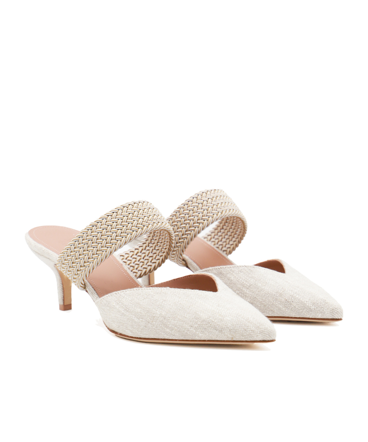 Malone Souliers Maisie Linen Strap Mules In White