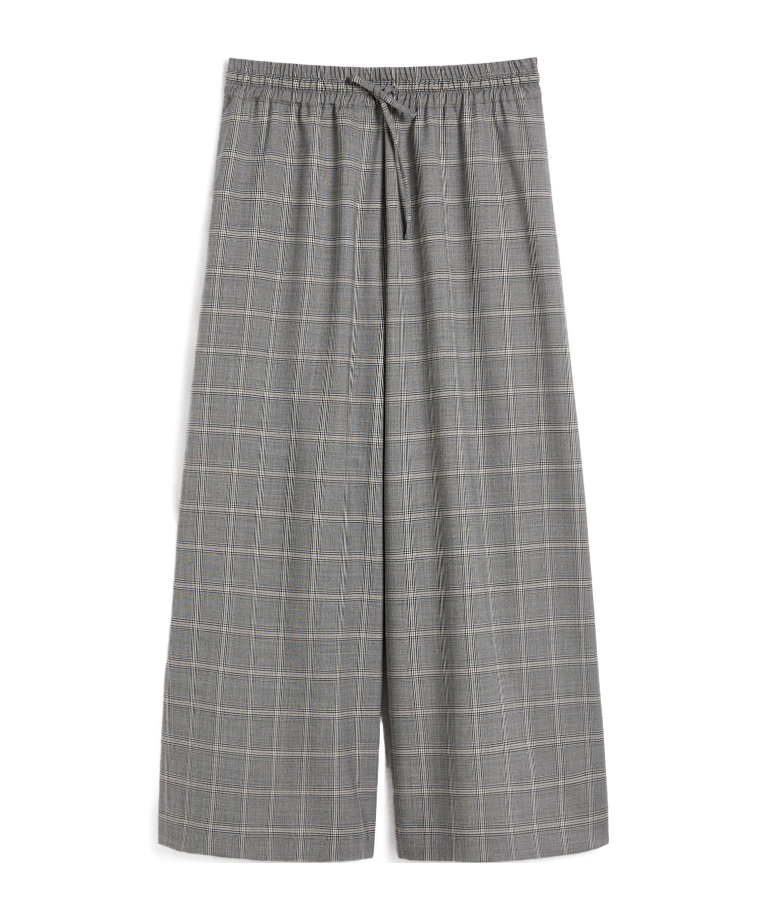 Weekend Max Mara Wool-blend Check Wide-leg Trousers In Gray