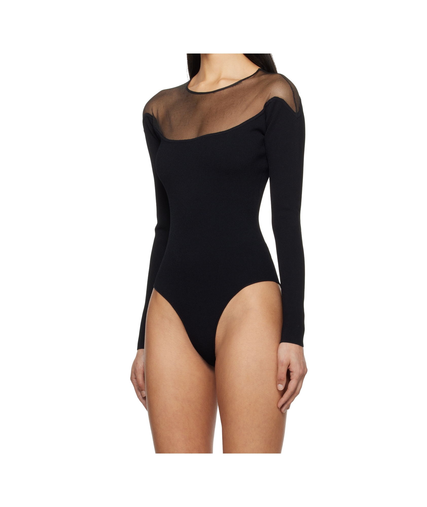 Mugler Long Sleeve Jumpsuit In Black