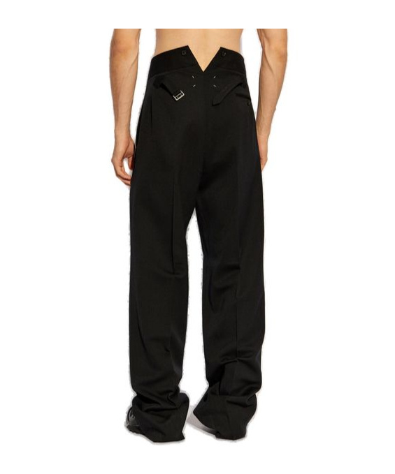 Maison Margiela Four-stitch Wool Trousers In Black