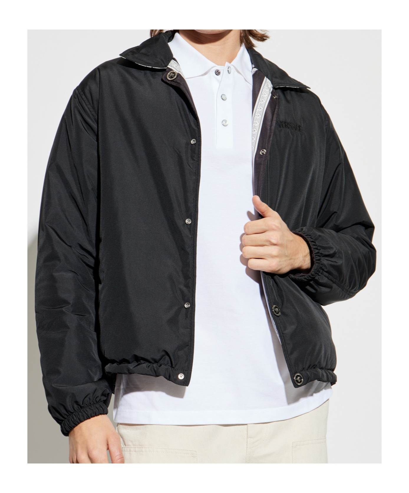 Versace Reversible Black Jacket With Baroque Print