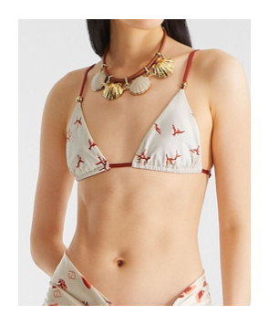 Fendi White Lycra Bikini Top With Coral Print