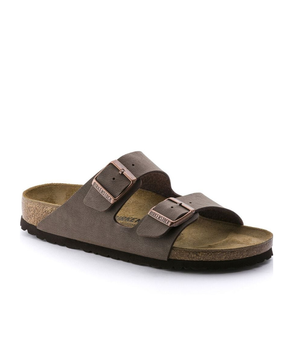 Birkenstock Arizona Birko-flor Nubuck Mocha Slipper - Size S In Black