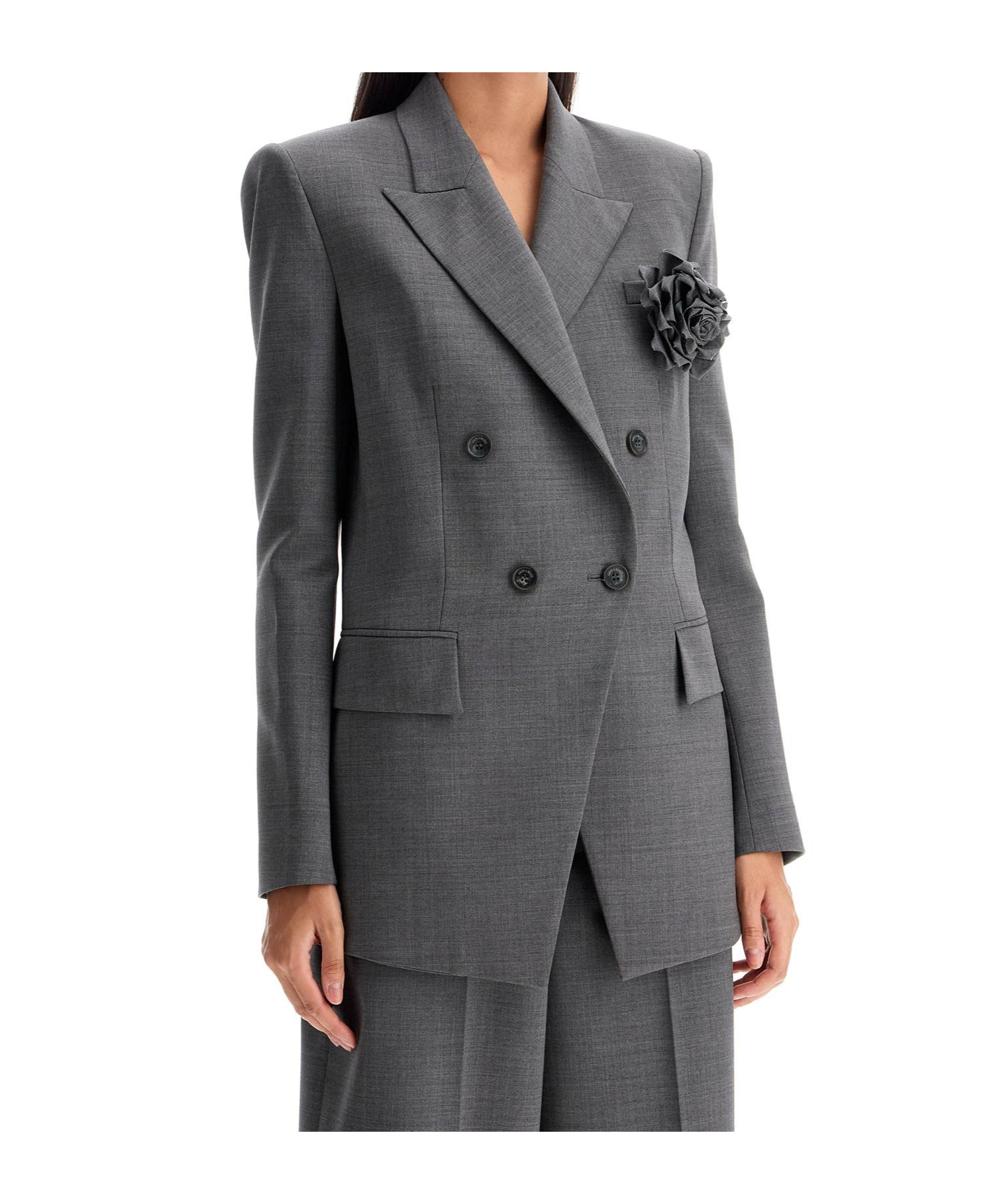 Giuseppe Di Morabito Double-breasted Wool Stretch Blazer In Gray