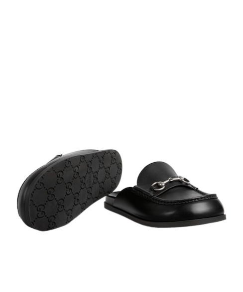 Gucci Horsebit Leather Mules In Black