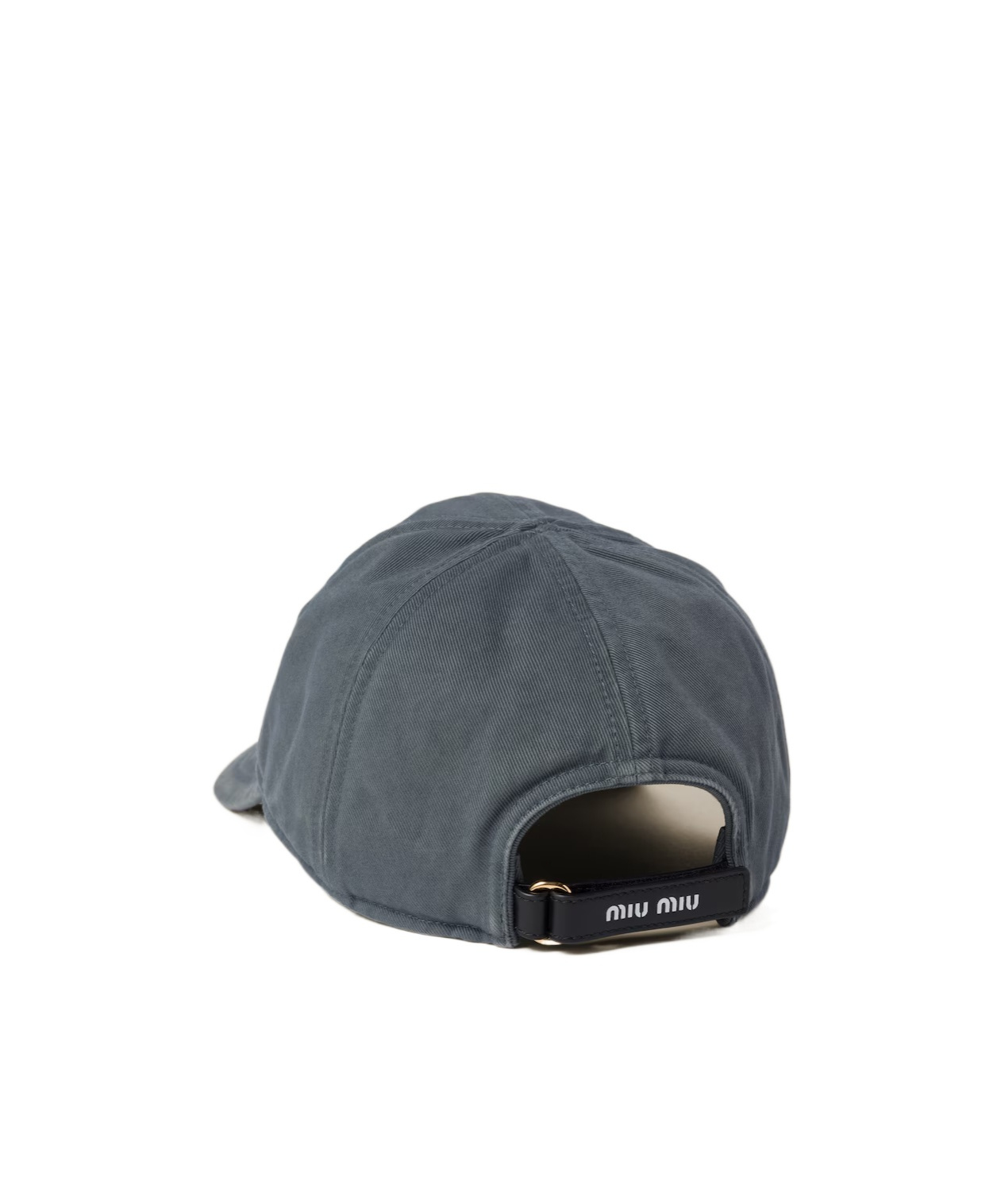 Miu Miu Washed Cotton Baseball Cap In Gray
