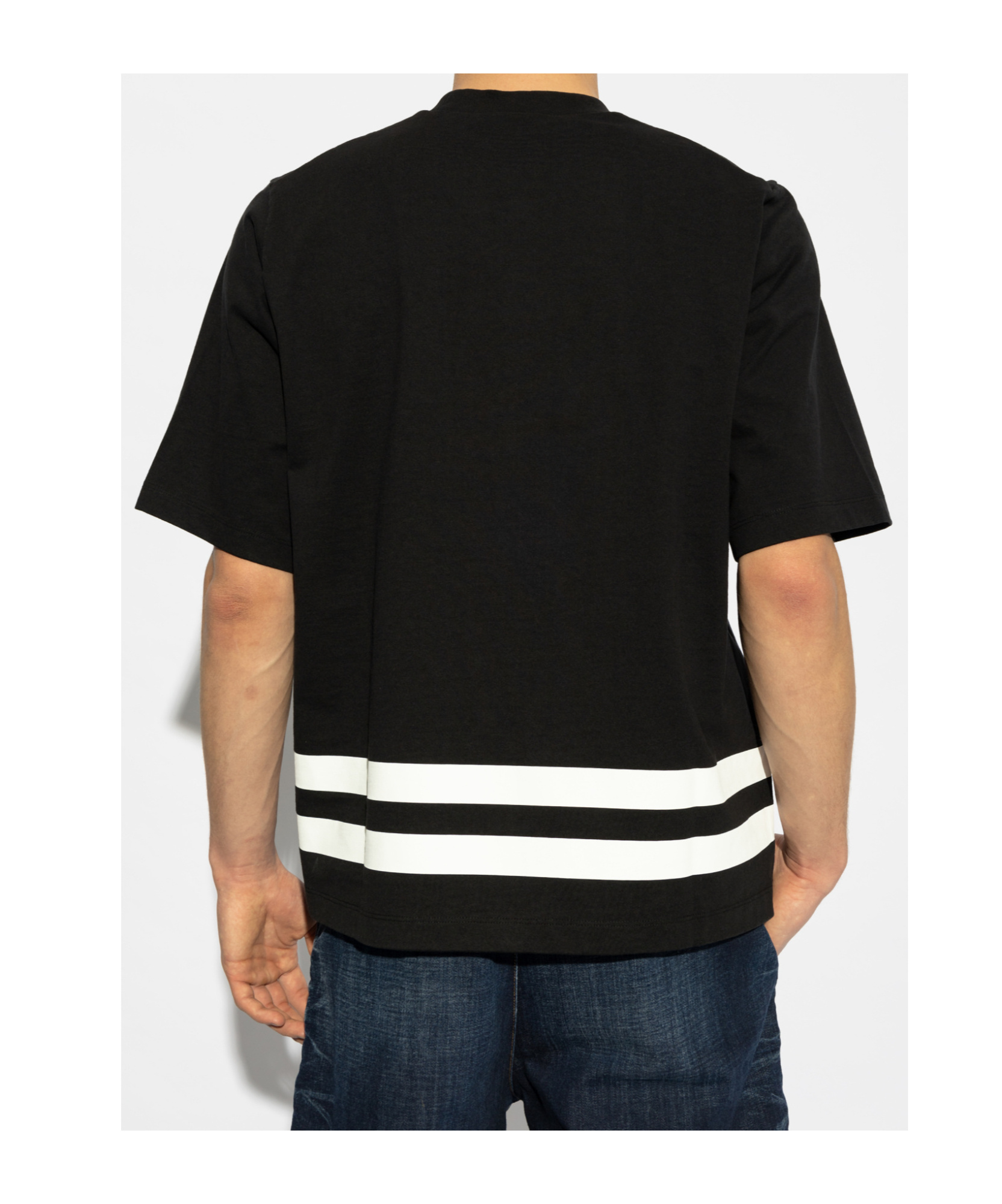 Dsquared2 Logo Printed Striped Crewneck T-shirt In Black