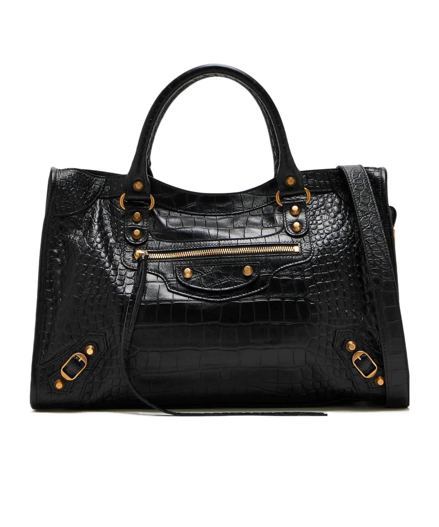 Balenciaga Medium Le City Crocodile-embossed Top-handle Tote Bag In Black