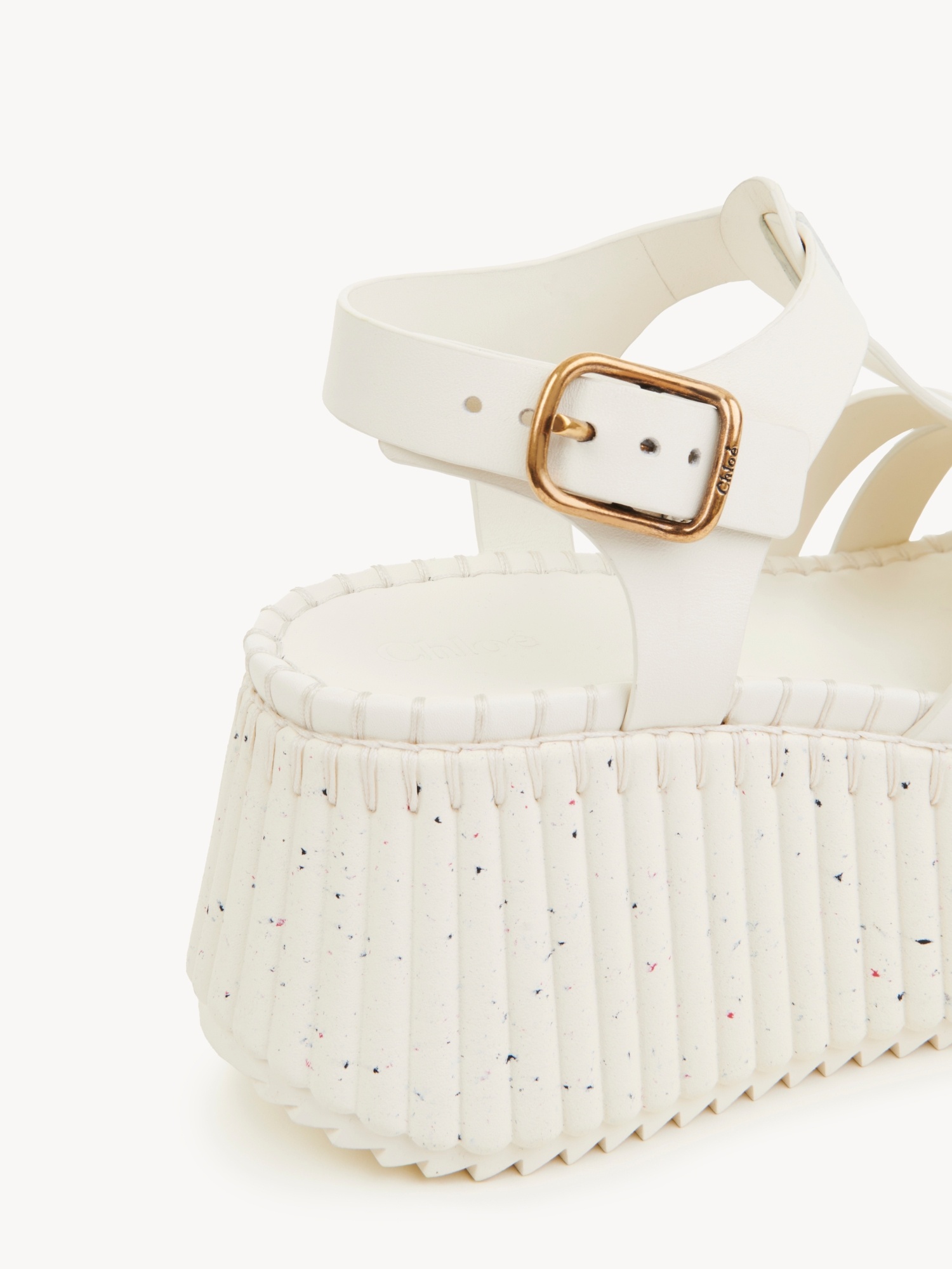 Shop Chloé Leather Platform Sandals In White