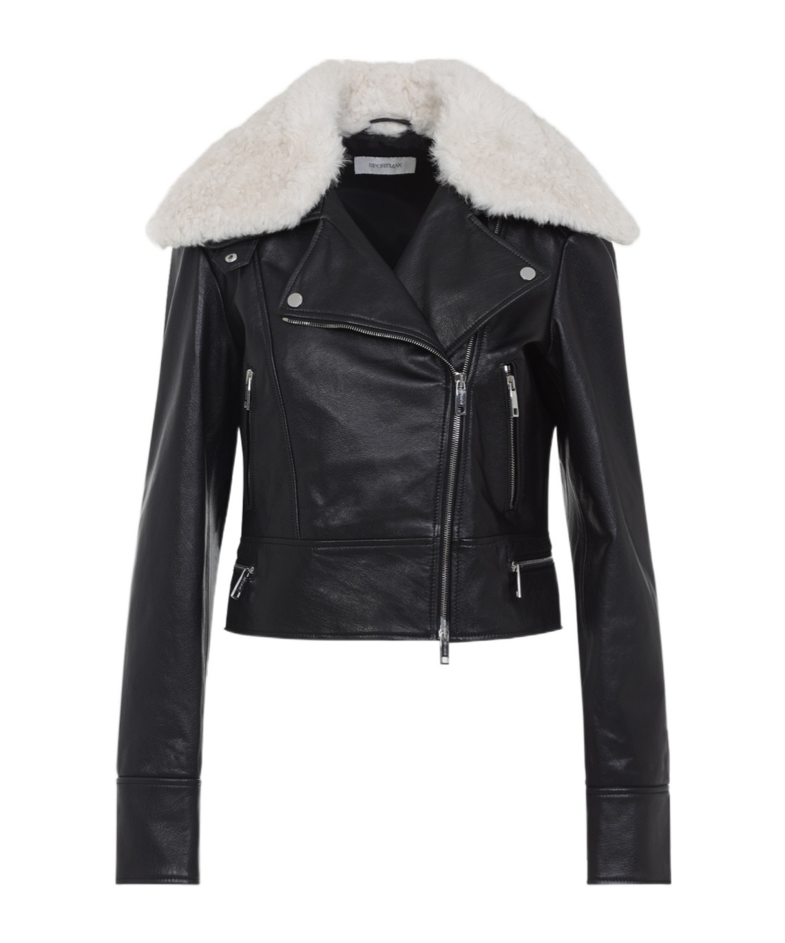 Sportmax Toscana Cropped Leather Biker Jacket In Black