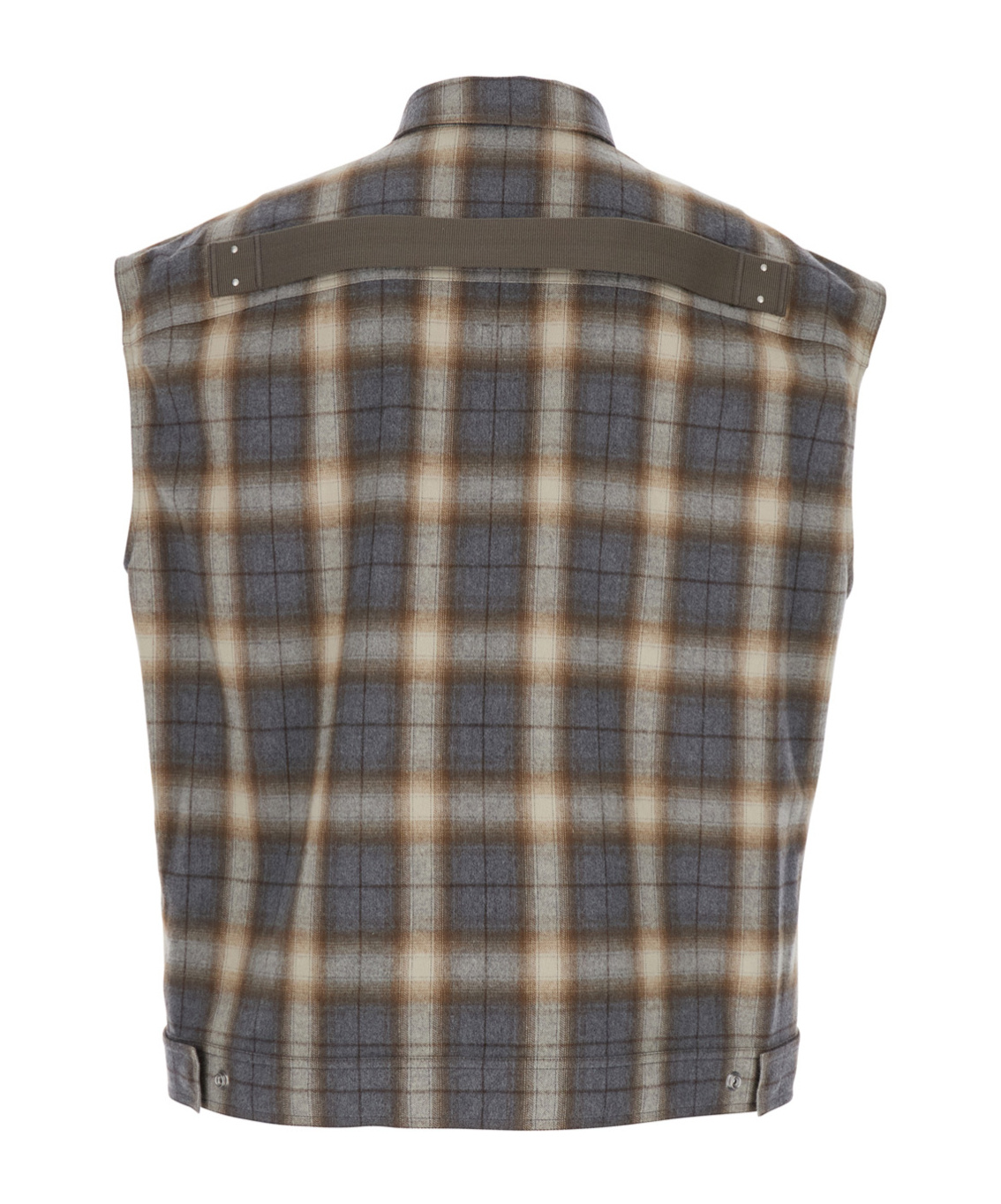 Rick Owens Sleeveless Multicolor Cotton Jacket With Classic Collar In Black