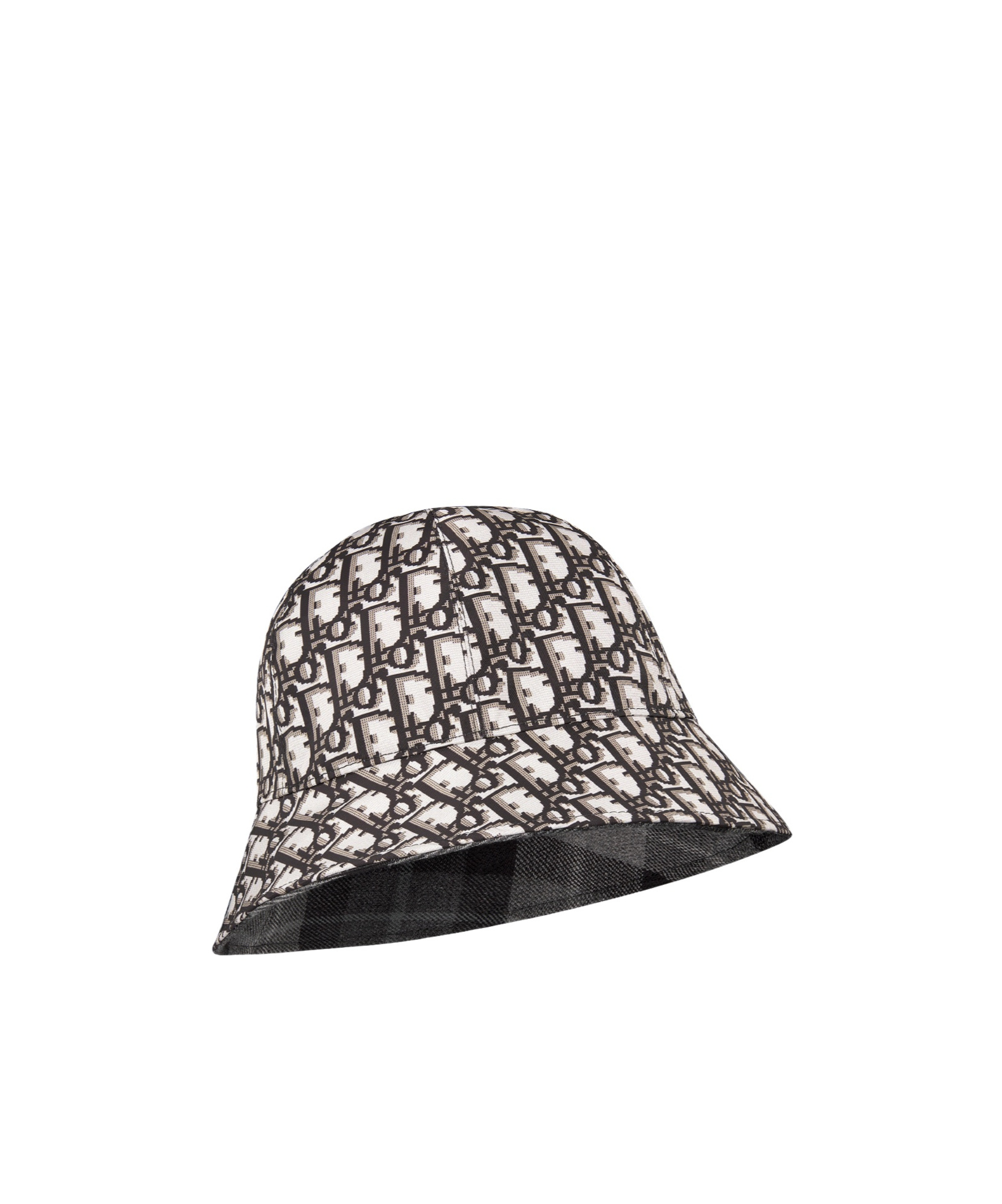 Dior D-tulipe Check'n' Large-brim Reversible Cloche In Black