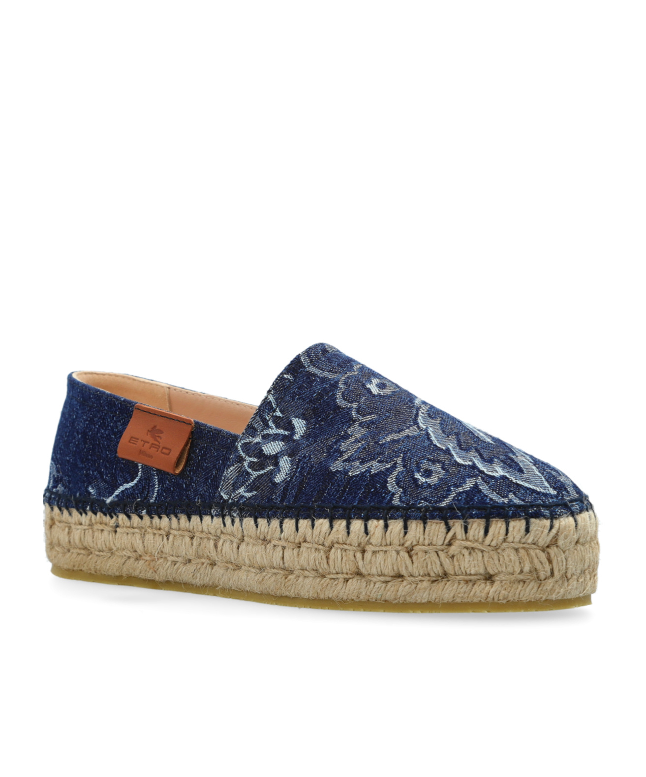 Etro Paisley Denim Jacquard Platform Espadrilles In Multicolor