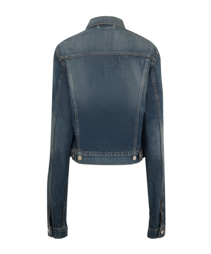 Balenciaga Long-sleeved Denim Coat In Black