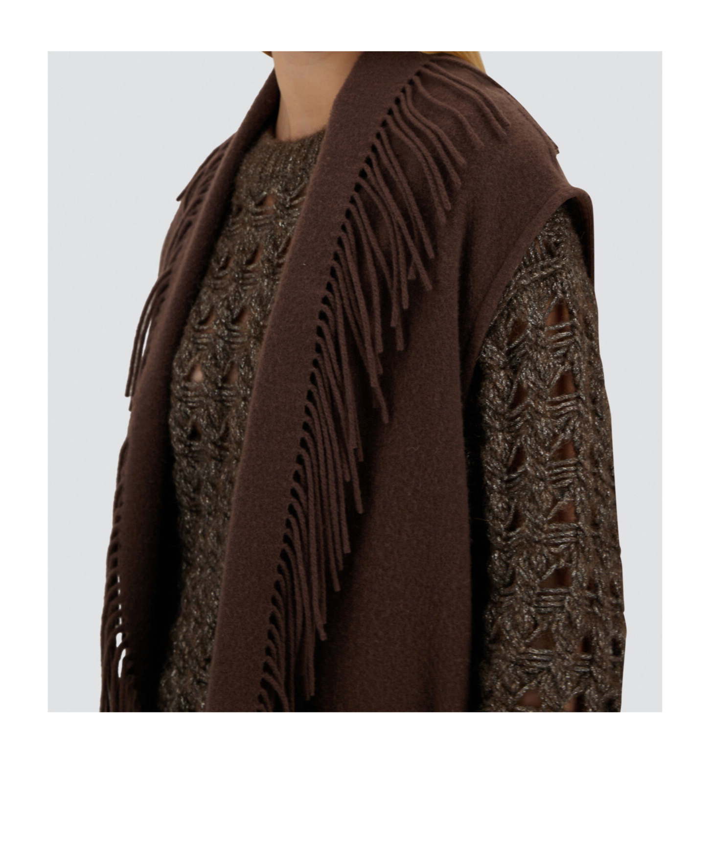 Herno Fringe Vest Casual Jacket In Brown