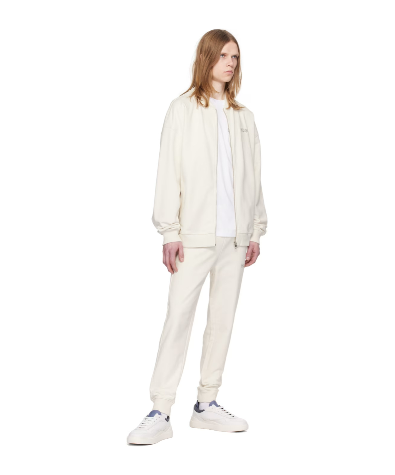 Hugo Boss Zip-up Cotton Cardigan In White
