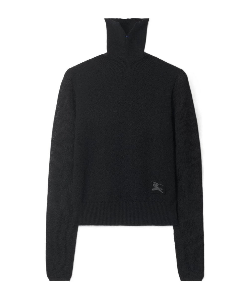 Burberry Turtleneck Patch Sweater In Black