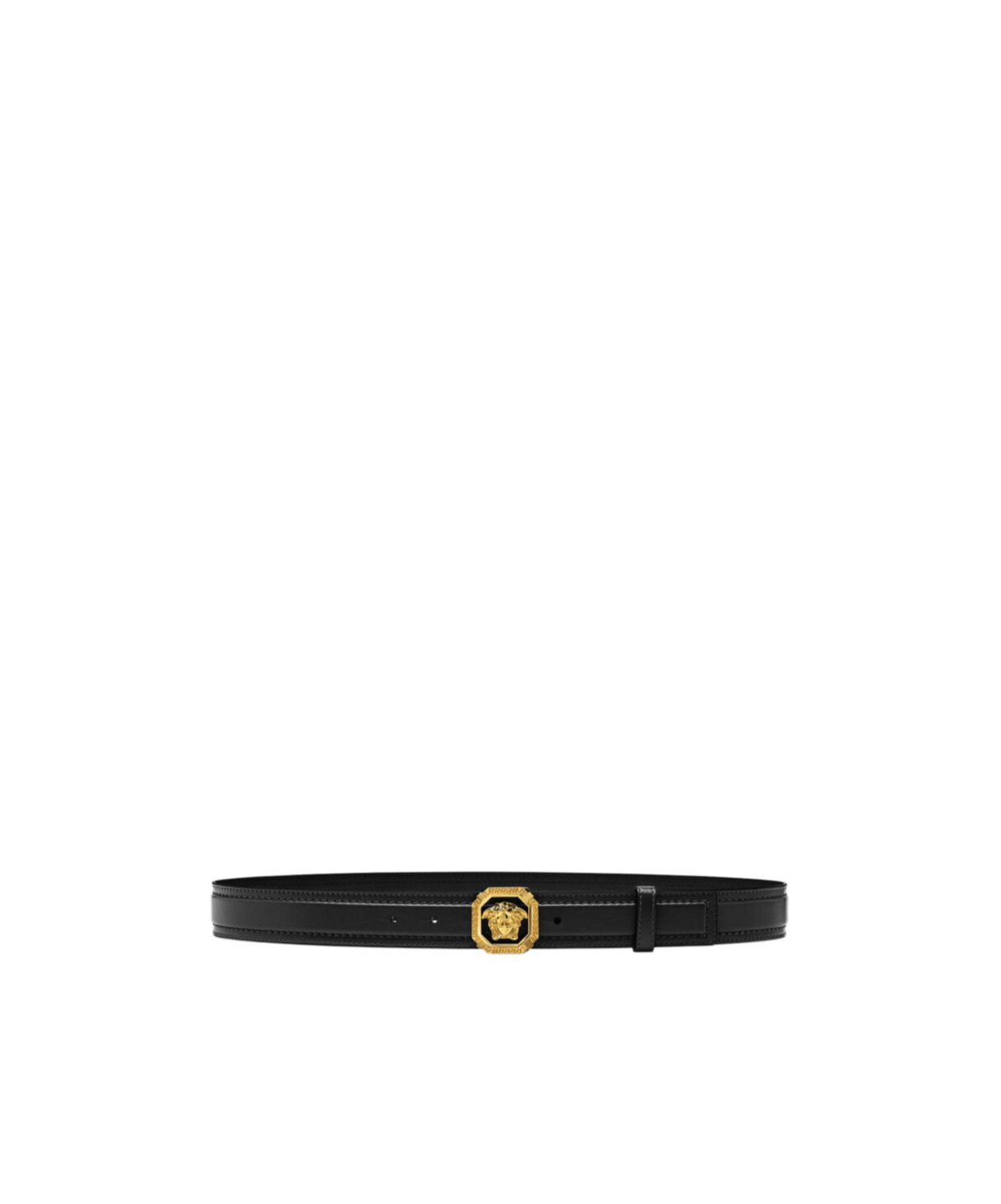 Shop Versace Medusa Leather Belt In Black