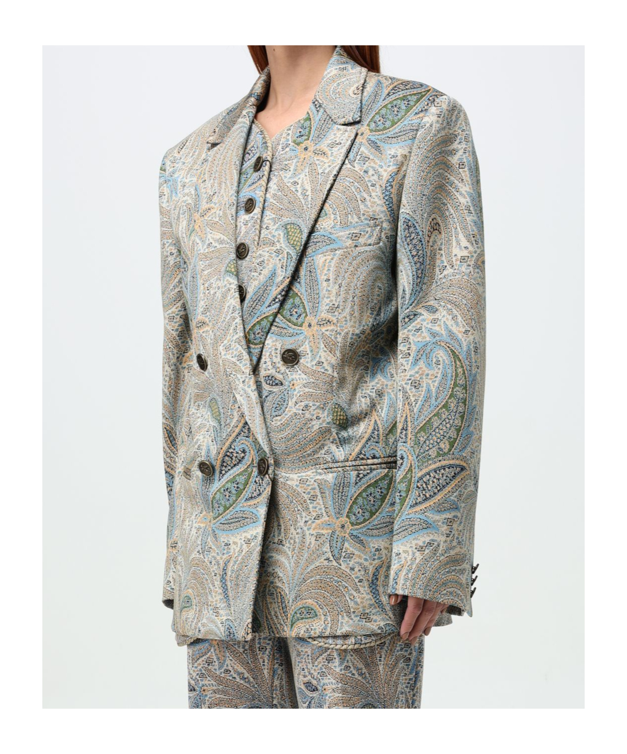Etro Women's Double-breasted Jacket | Size 44 | Wrca007099jje15 Color S9880 In Gray